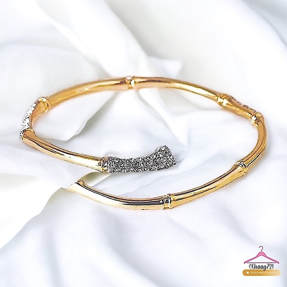 Alexis Bittar Jewelry - ALEXIS BITTAR Gold & Crystal Bamboo Bangle Bracelet